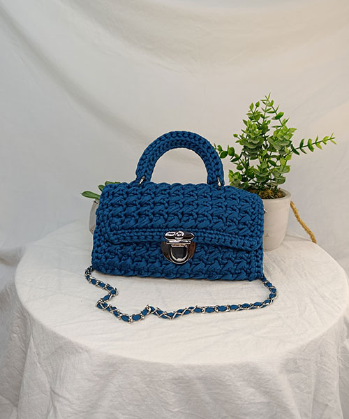 sac crochet elma bleu takiri