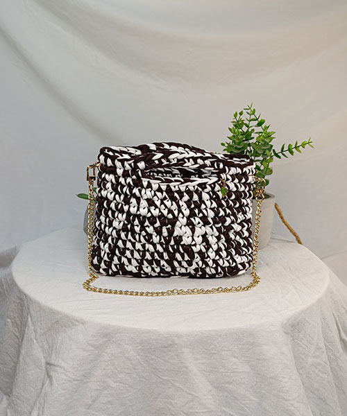 sac crochet harmony marron foncé blanc takiri sac crochet harmony marron foncé blanc takiri