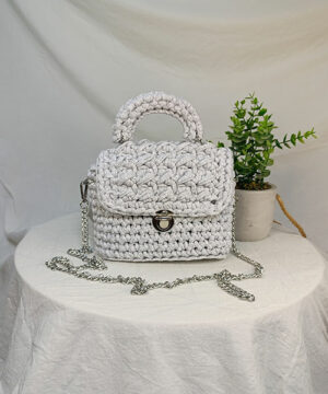 sac crochet love gris clair takiri