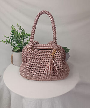 sac crochet elegance or rose similicuir takiri