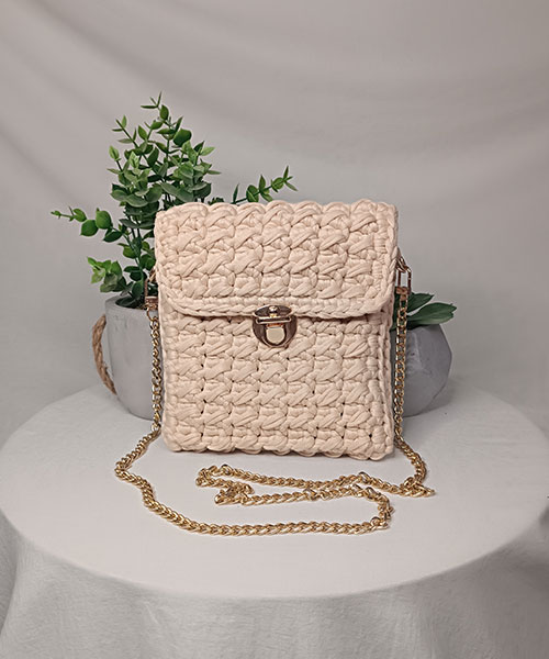sac crochet elma creme takiri