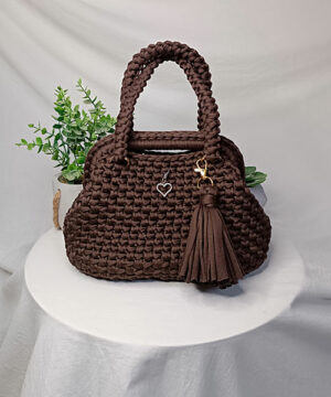 sac crochet mona marron fonce takiri