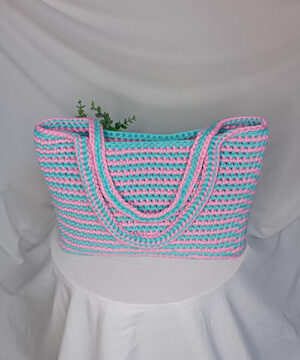 sac cabas crochet zaya bleu rose takiri