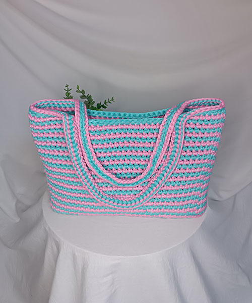 sac cabas crochet zaya bleu rose takiri