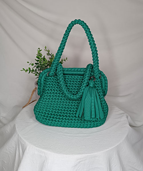 sac crochet élegance vert émeraude takiri